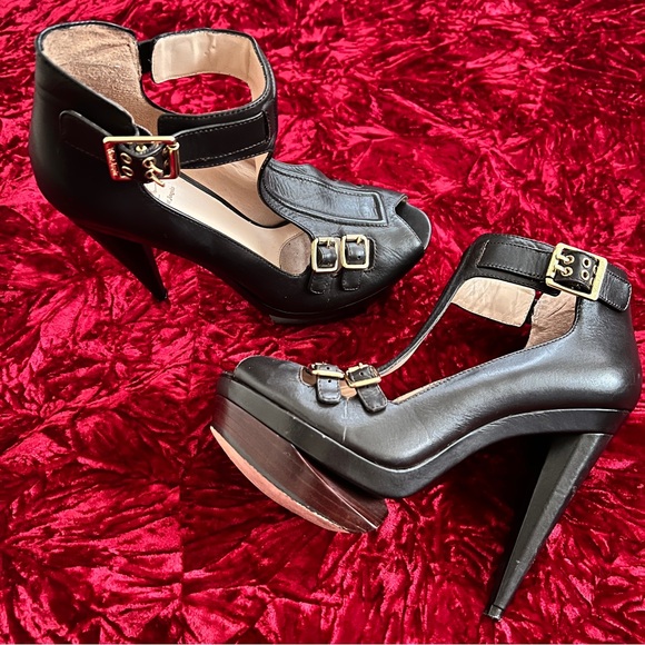 Velvet Angels Socialista Leather Platform Stilettos - Picture 2 of 16